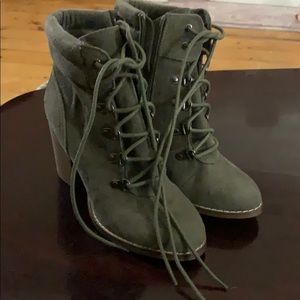 Army Green Suede High Heel Boots 🔥